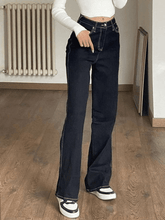 Boyfriendjeans mit hoher Taille und Nähten